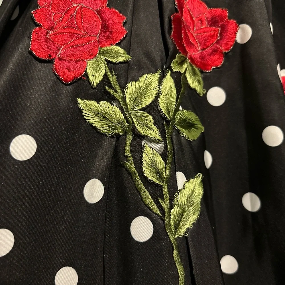 Sherri Hill Size 0 Rose Polka Dot High-Low Prom Gown – Fun, Flirty🌹✨ - Picture 3 of 7